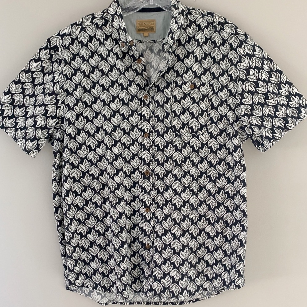 Free Nature Leaf Print Button Front Shirt